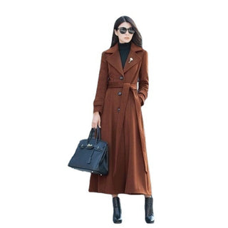 Thick Wool Slim-fit Hepburn Style Ultralong Overknee Overcoat For Women - Phosgene