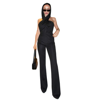 Black Backless Hooded Jumpsuit NV - Phosgene