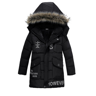 Boys Large Fur Collar Padded Warm Cotton Jacket - Phosgene