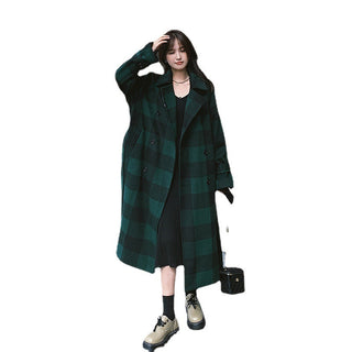 French Green Plaid Woolen Coat Is Lightly Cooked And Loose And Slim - Phosgene