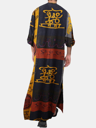 Casual Printed Long Long Sleeve Robe Dubai Robe - Phosgene