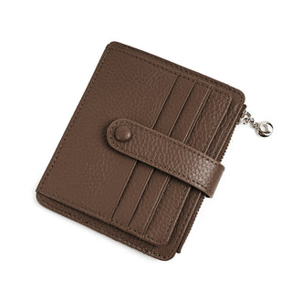 Women's Zipper Coin Purse Cowhide Buckle Multiple Card Slots Phosgene