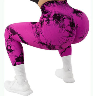 Tie-dyed Fitness Trousers High Waist Hip Lift Sports Skinny Running Sexy Phosgene