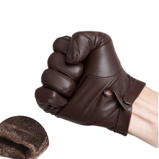 Men's Autumn And Winter Fleece-lined Warm Sheepskin Gloves - Phosgene