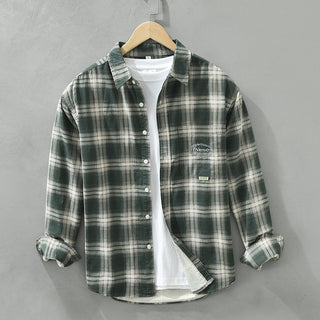 Artistic All-match Loose Comfortable Casual Plaid Long Sleeve Shirt Phosgene