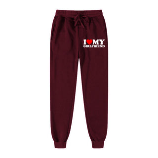 I LOVE MY GIRLFRIEND Letter Print Casual Sweatpants - Phosgene