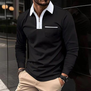 Long Sleeve Lapel Fashion Slim Pocket Long Sleeve T-shirt Phosgene