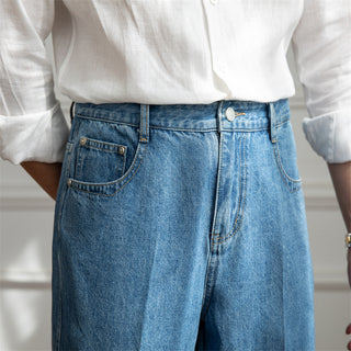 High Waisted Straight Leg Denim Pants Japanese Style Phosgene