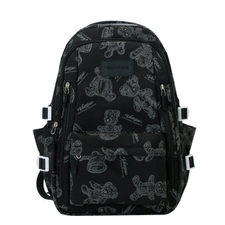 Cute Bears Print Backpack Fashion Versatile Large Capacity Travel Bags Women Junior High School Students Schoolbag Girls Campus Bag Phosgene