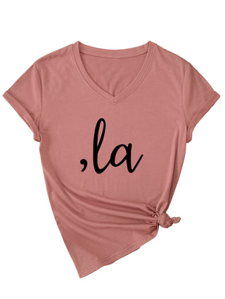 Letter V-neck T-shirt Simple Women - Phosgene