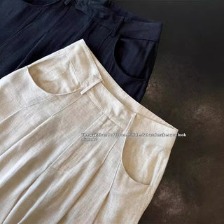 Tencel Linen Wide-leg Pants Thin High Waist Casual Sun-proof Cotton Linen Straight Trousers Phosgene