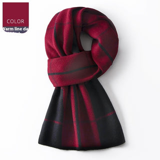 Wool Scarf Men's Winter Plaid Double-sided Scarf - Phosgene