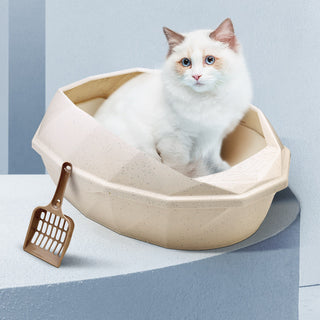 Plastic Anti-sputtering Diamond-shaped Semi-enclosed Cat Litter Box - Phosgene