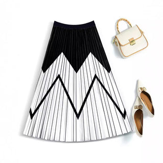 Vacation Style Skirt Slimming Pleated Skirt Printed - Phosgene