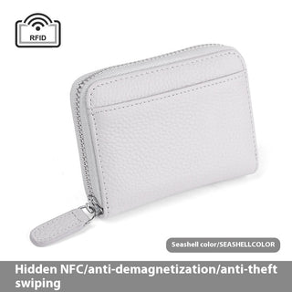 First Layer Cowhide Rfid Anti-theft Swiping Expanding Card Holder Wallet Bags Phosgene