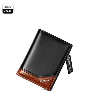 PU Leather Multifunctional Zipper Short Men's Wallet - Phosgene