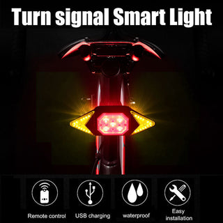 USB Rechargeable Bicycle Turn Signal Wireless Remote Control Mountain Bike Taillight - Phosgene