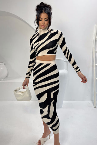 Top Striped Slim-fit Sheath Skirt Knitting Suit - Phosgene