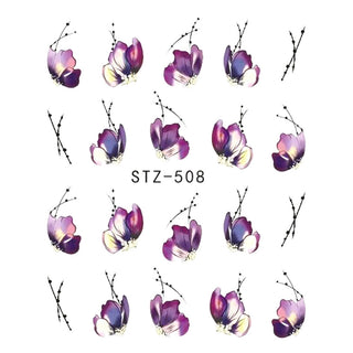 1pcs Nail Sticker Butterfly Flower Water Transfer Decal Sliders for Nail Art Decoration Tattoo Manicure Wraps Tools Tip JISTZ508 - Phosgene