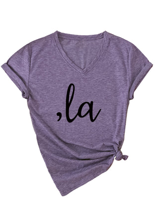 Letter V-neck T-shirt Simple Women - Phosgene