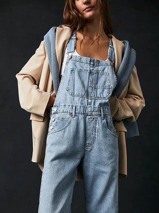 Casual Loose Denim Overalls - Phosgene