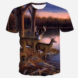 New Animal Print 3d T-shirt Men's Short Sleeve Phosgene