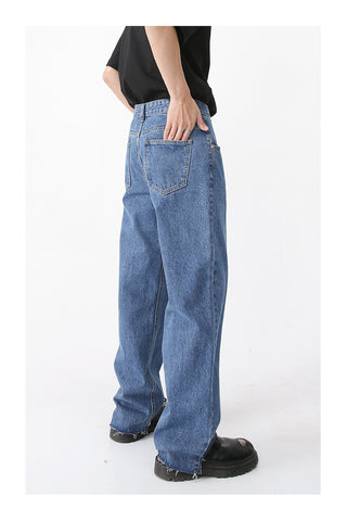 Simple Retro Casual Jeans Irregular Phosgene