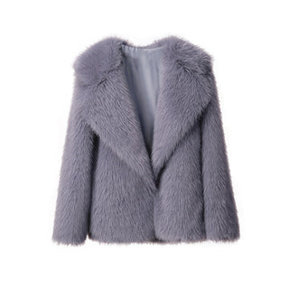 Lapel Leather Fur Coat Women's Artificial Wool Clip Coat - Phosgene