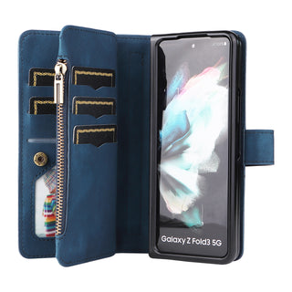 Z Fold 4 Mobile Phone Leather Case Multifunctional Zipper Wallet Case - Phosgene