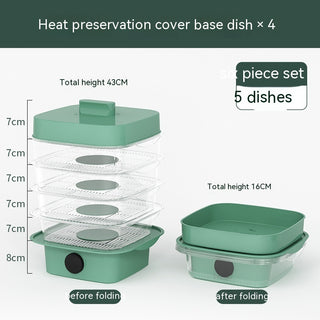 Multi-layer Dish Cover Heat Preservation Kitchen Cover Dining Table Leftover Storage Box Transparent Stack Cooking Hood Steamer Phosgene