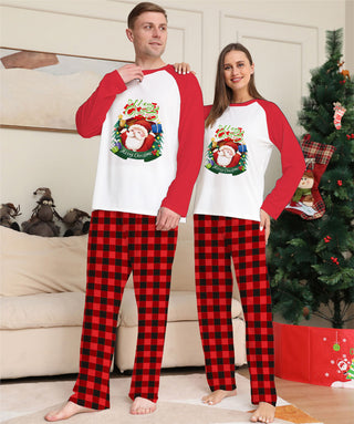 Christmas Parent-Child Clothes Set Long Sleeve T-Shirt Plaid Pants Family Matching Pajamas - Phosgene