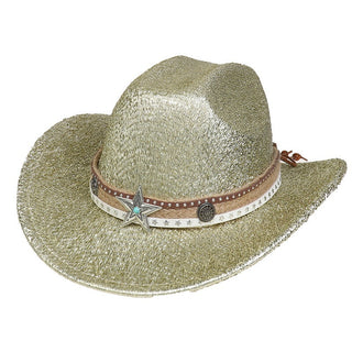 Festival Party Gathering Silver Western Denim Fedora Hat Felt - Phosgene