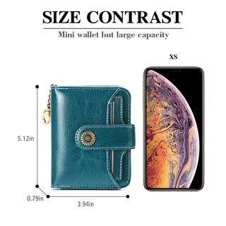 Oil Wax Genuine Leather Lady's Wallet European And American Style Phosgene