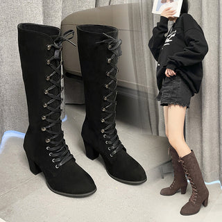 Plus Size Simple Lace Up Knight Boots Children's High - Phosgene