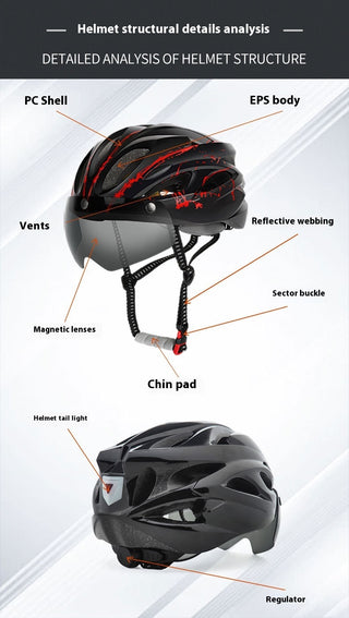 Bicycle Riding Protective Helmet Belt Goggles - Phosgene