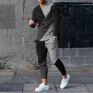 Round Neck Long Sleeve T-shirt Trousers Suit Men Phosgene