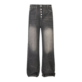 Worn Denim Wide Leg Mop Pants Men Phosgene