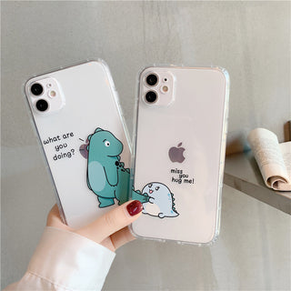 Simple Transparent Airbag Anti-fall Mobile Phone Case Protective Cover For Cute Couples - Phosgene