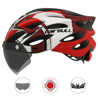 Road mountain bike riding helmet with lens and brim taillight - Phosgene