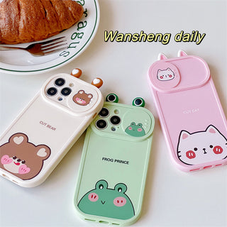 Super Cute Cartoon Cute Little Animal Push And Pull Lens Mobile Phone Case - Phosgene