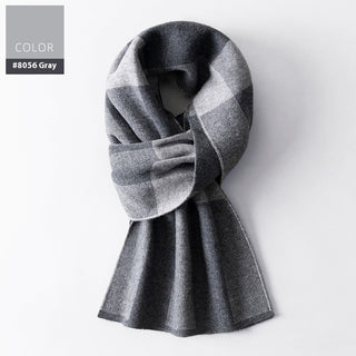 Wool Scarf Men's Winter Plaid Double-sided Scarf - Phosgene