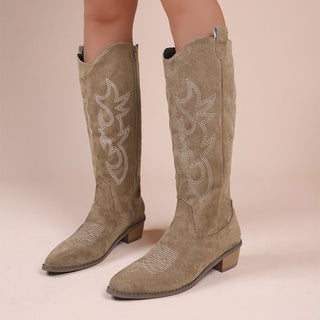 Vintage Embroidered V Cut Martin Boots For Women - Phosgene