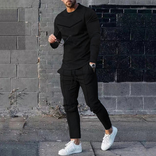 Round Neck Long Sleeve T-shirt Trousers Suit Men Phosgene