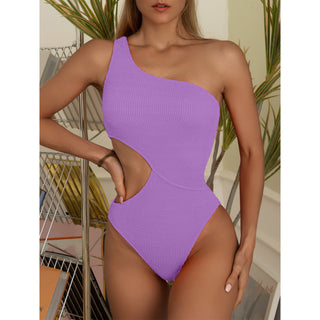 Swimsuit Womens  One Piece Bikini Solid Color One Shoulder Swimsuit - Phosgene