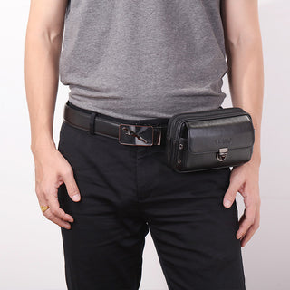 Horizontal And Vertical Leather Belt Mobile Phone Bag - Phosgene