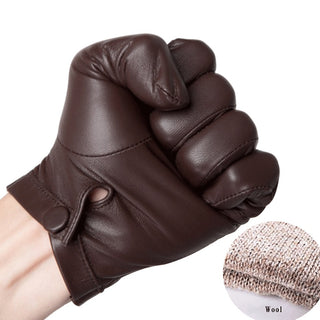 Men's Autumn And Winter Fleece-lined Warm Sheepskin Gloves - Phosgene