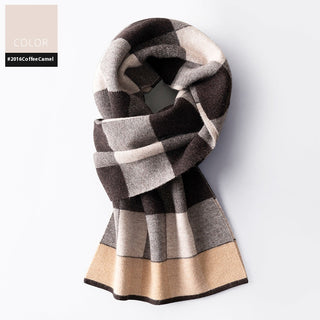 Wool Scarf Men's Winter Plaid Double-sided Scarf - Phosgene