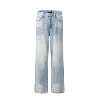 Gradient Wash Denim Trousers Retro Loose Phosgene