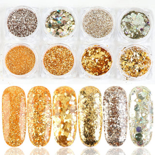 8 Box Mix Glitter Nail Art Powder Flakes Set Phosgene