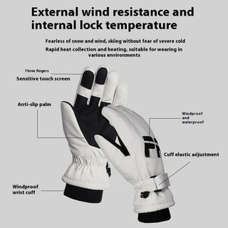 Non-slip Waterproof Fleece Lined Thickened Warm Gloves Women's Outdoor Skiing Touch Screen - Phosgene